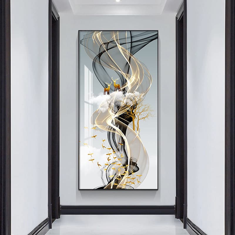 Fulu entrance modern light luxury porch hanging painting atmospheric entrance corridor decorative painting Elk living room aisle wall mural