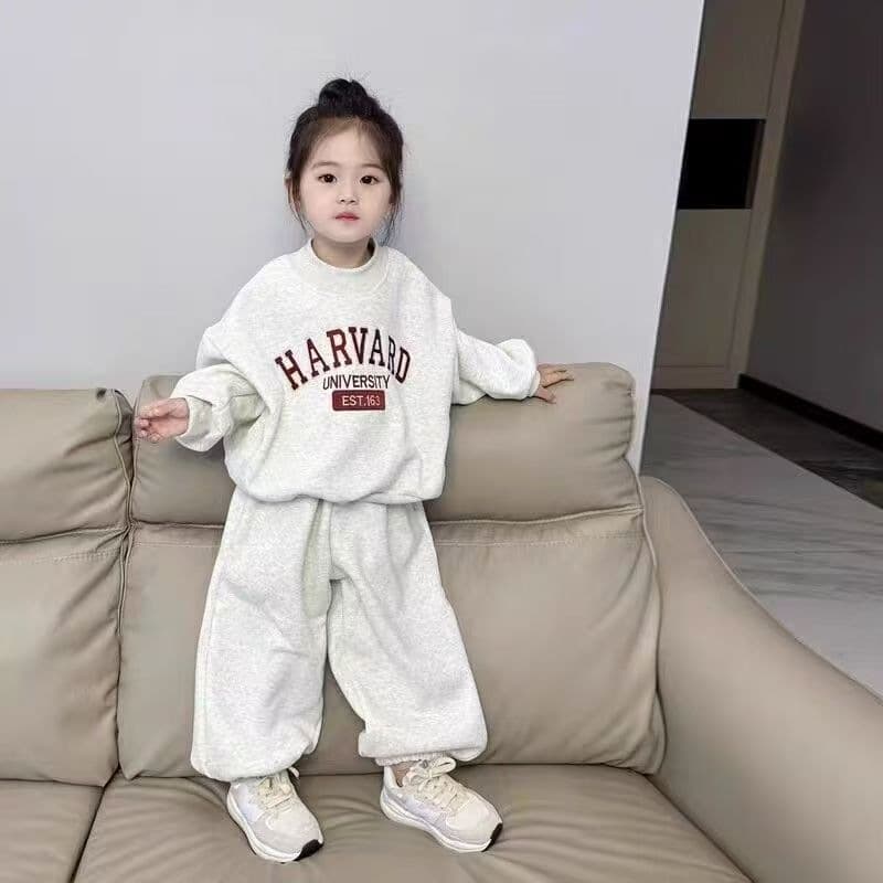 Girls' Korean Style Letter Print Two-Piece Sweatshirt Set, Kids' Casual Sportswear for Spring and Autumn, Toddler Girls' Spring Outfit