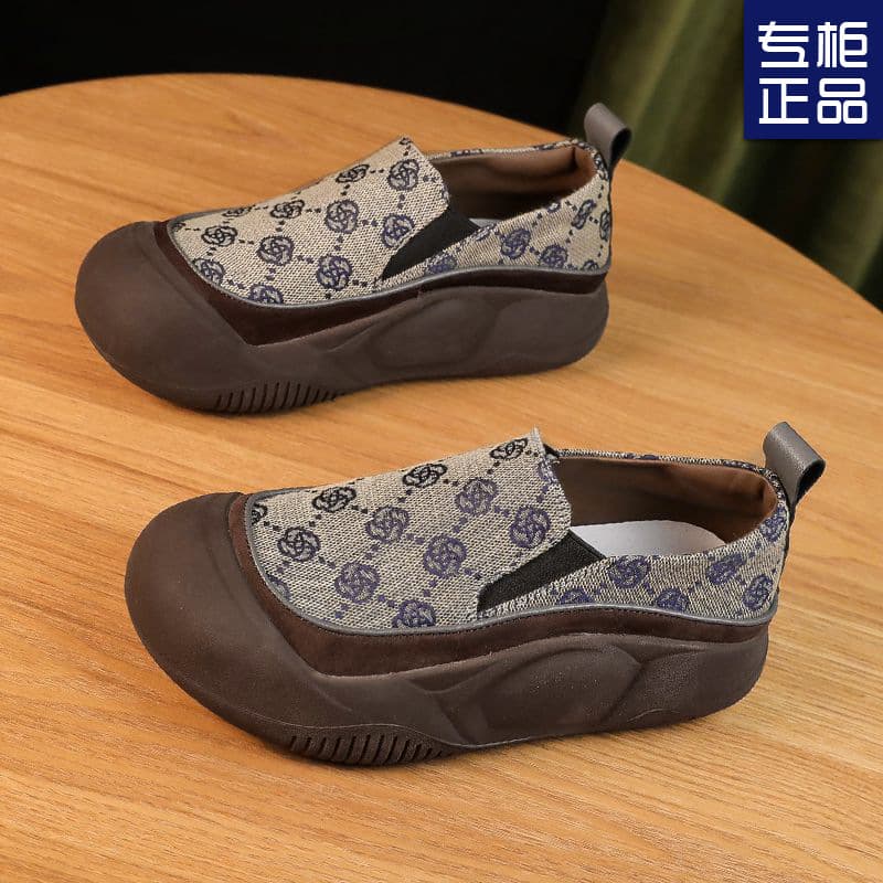 Mallard platform loafers 2024 fall new versatile casual shoes retro ultra-light anti-slip loafers