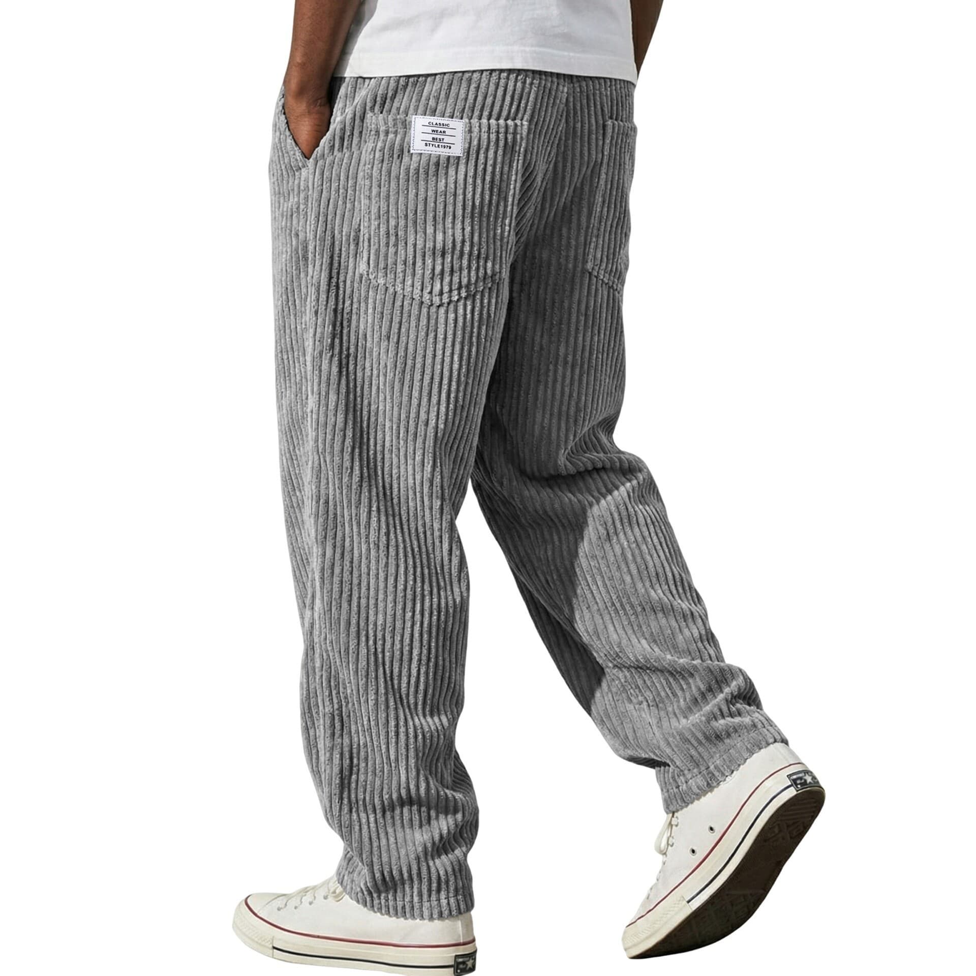 Double Bag 2026 New Cross-Border European and American Men's American Embroidery White Label Loose Straight Casual Pants Vertical Striped Trousers