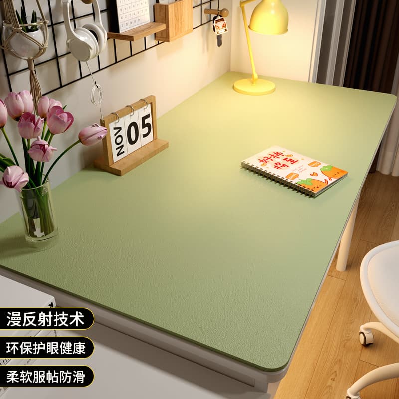 Leather Desk Mat for Students, Solid Color, Oil-Proof Tablecloth, Anti-Slip Thickened Computer Desk Pad