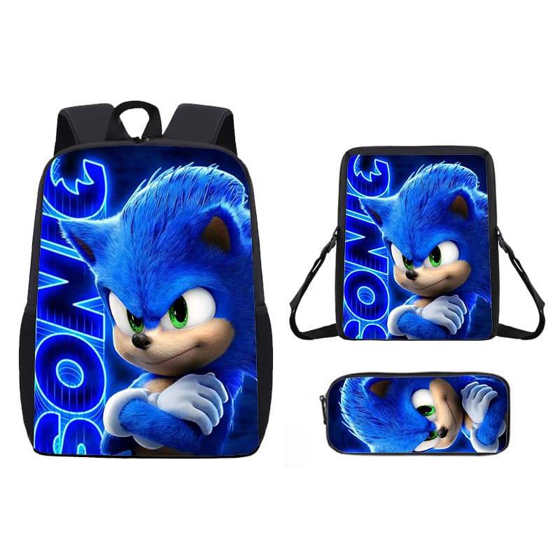 Cross-border New SONIC Backpack Anime Cartoon Primary School Student Backpack Set of 3