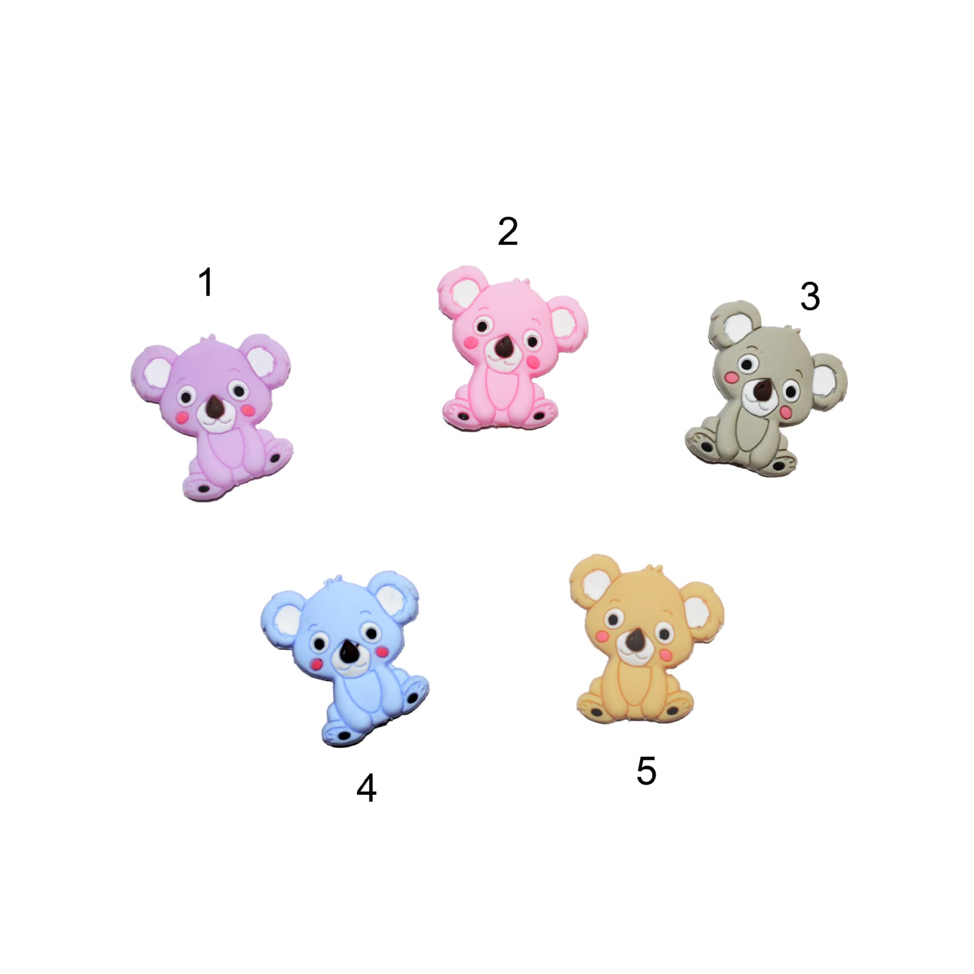 Silicone drip-coated koala beads for baby teething, handmade beading in mixed colors, cute and durable for chewing