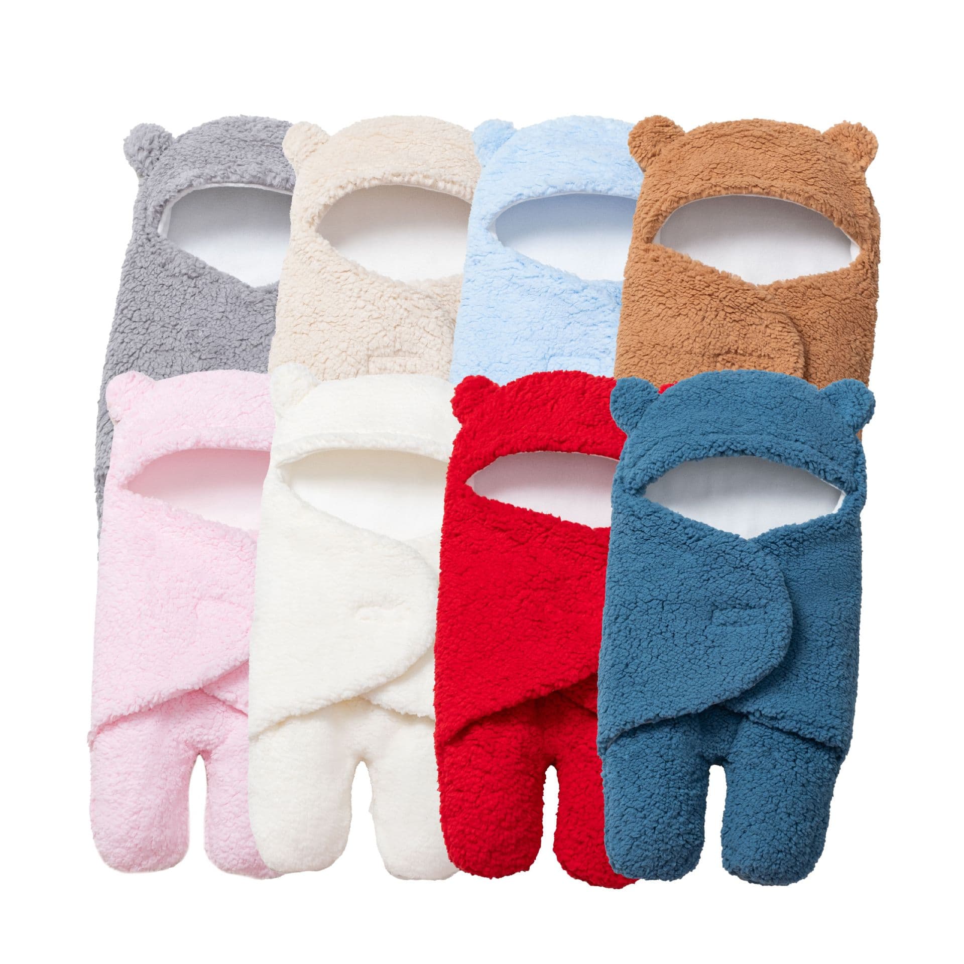 Thickened lamb wool baby swaddle blanket for autumn and winter, suitable for newborns to prevent kicking and startle reflexes.
