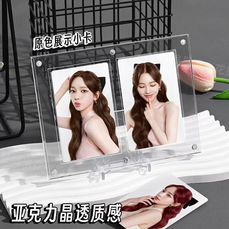 Acrylic Protective Double-Slot Card Brick Thickened High-Definition Groove Small Card Card Brick Magnetic Photo Frame Album Display Stand