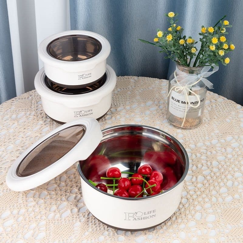 304 stainless steel lunch box for office workers, primary school students, portable sealed fresh-keeping bowl, anti-scalding bowl, instant noodle bowl, round lunch box