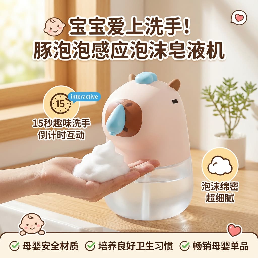 Kapibara Automatic Sensor Foam Soap Dispenser New Cute Children's Smart Foaming Electric Soap Dispenser for Home Use