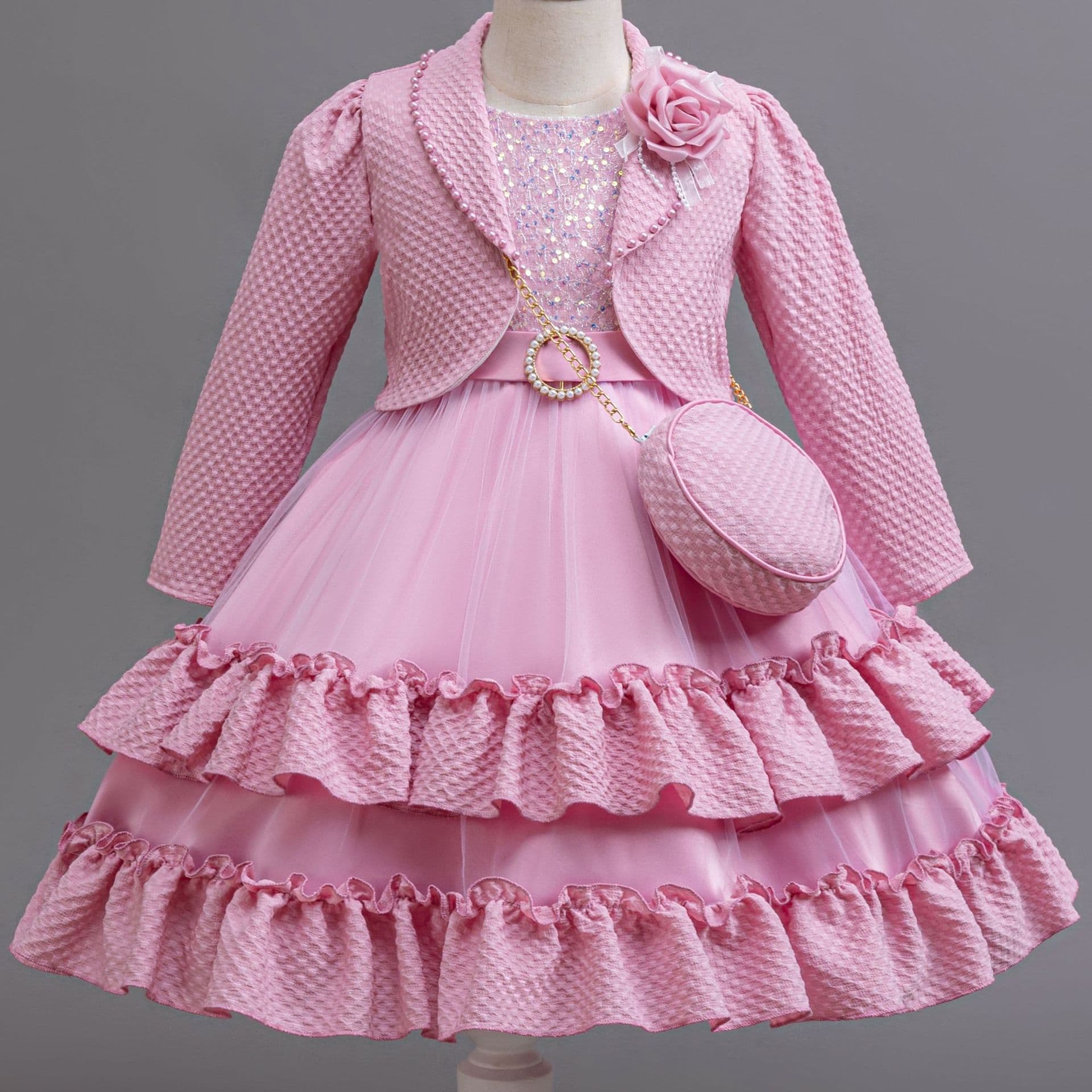 Hot-selling 3-piece Set Kids Dress Tulle Tutu Princess Dress Girl Runway Dress Children Dress