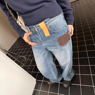L's Correct Original New Autumn Loose High-Waist Wide-Leg Versatile Long Pants American Retro Jeans Japanese and Korean Casual
