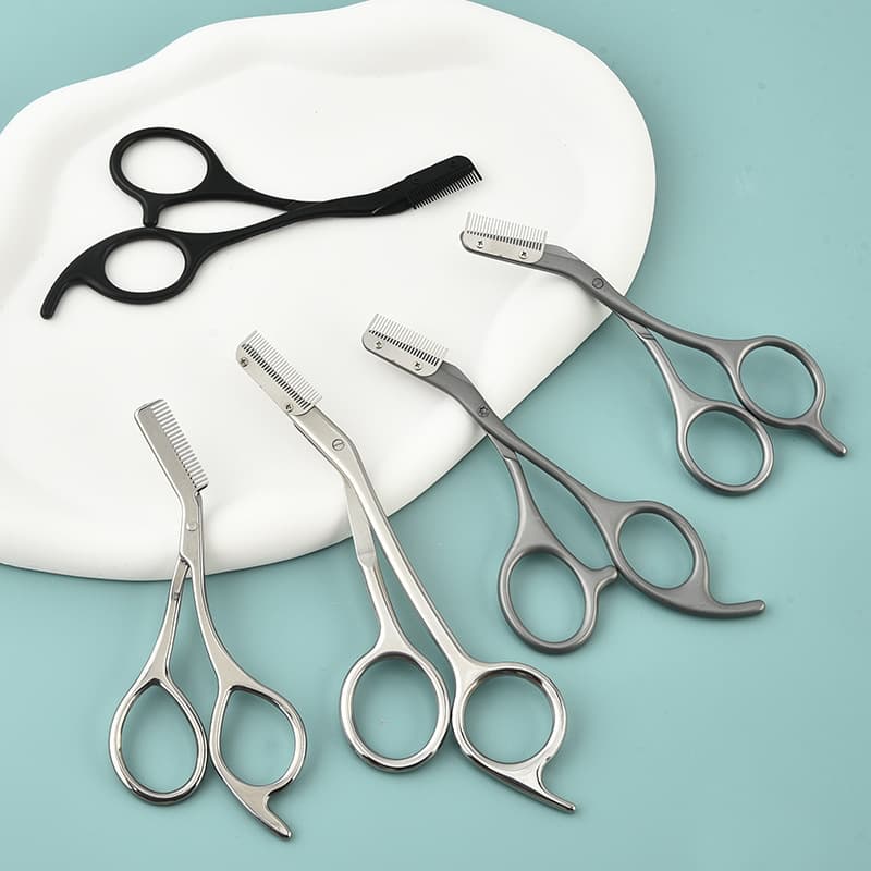 Stainless Steel Eyebrow Comb Scissors, Round Tip Private Hair Scissors, Thinning Scissors, Makeup Scissors, Eyebrow Trimmer