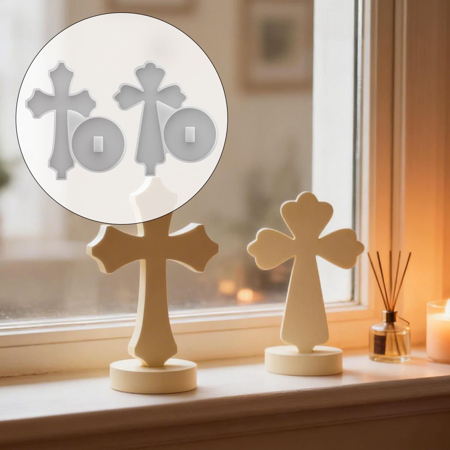 Yixing DIY Easter New Cross Ornament Silicone Mold Simulated Church Decoration Plaster Mold