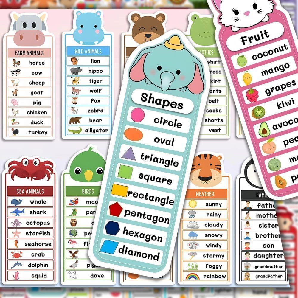 124 Themed English Vocabulary Stickers, Cartoon Fun Creative Affix Root Word Learning Stickers DIY
