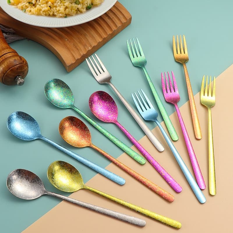 Pure titanium fork and spoon, Korean ice crystal spoon, pure titanium fork, dessert spoon