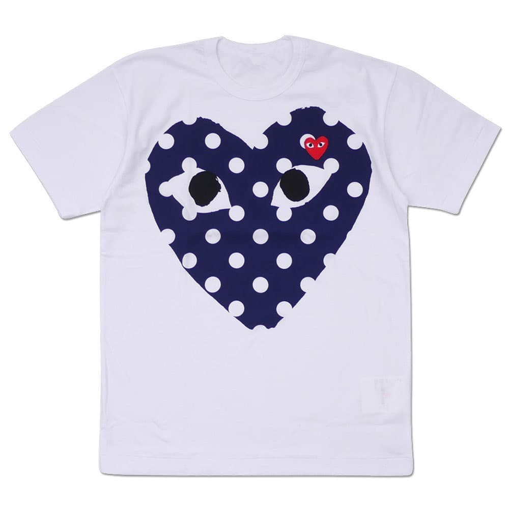 Japanese trendy brand short-sleeved T-shirt 18 years new polka dot big heart men's and women's pure cotton couple's T-shirt