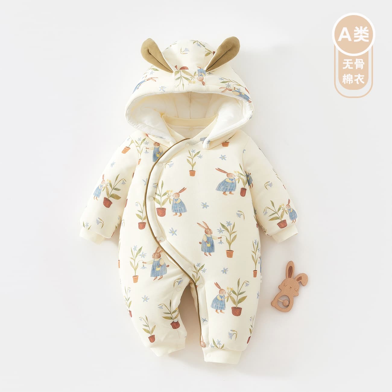 Baby Cotton Padded Jumpsuit Boys and Girls Baby Outdoor Wear with Hood Thickened New Year Suit Baby Romper