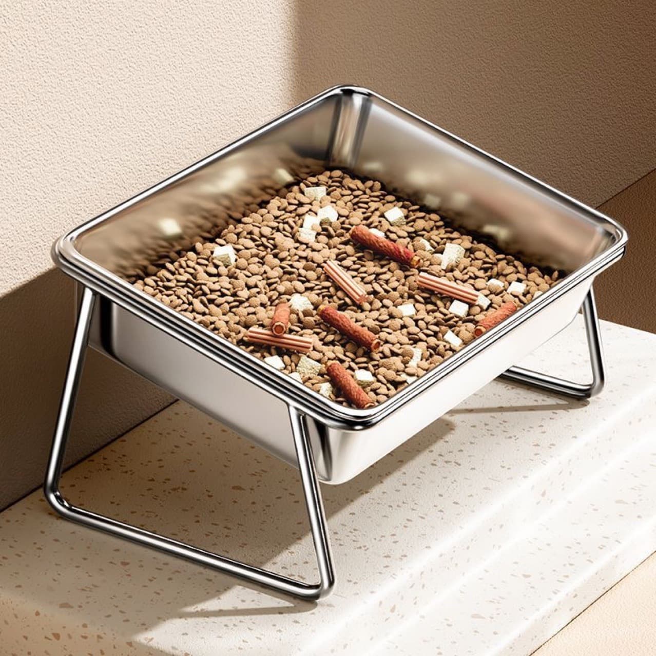 Stainless Steel Dog Bowl, Pet Bowl, Water Bowl, Dog Water Bowl with Elevated Stand, Neck-Protecting Stainless Steel Food Bowl, Cat Bowl