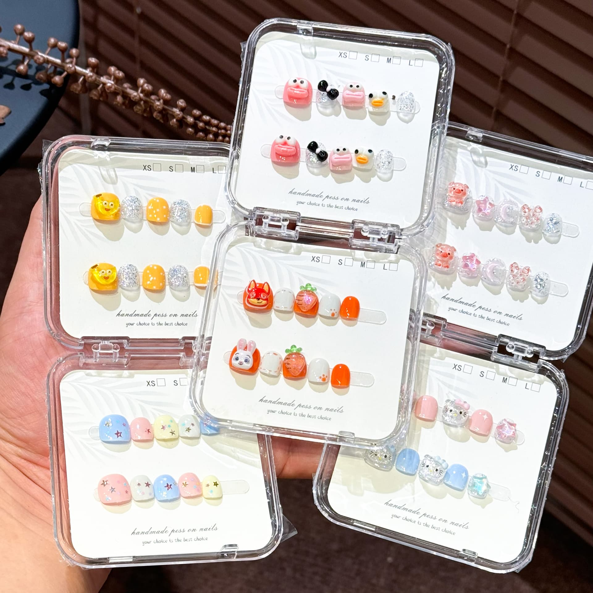 Kids Nail Art Collection - Handmade Cartoon Press-On Nails for Girls, Wholesale Nail Stickers