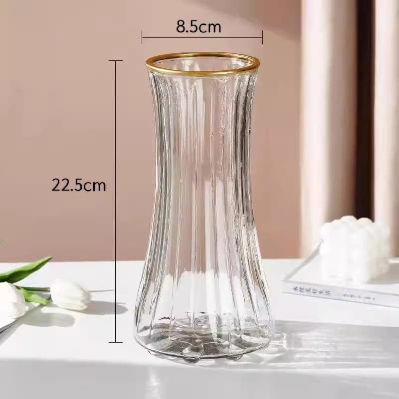 Cone Glass Vase Nordic Ins Style Simple Large Transparent Hydroponic Lucky Bamboo Desktop Living Room Flower Arrangement Decoration