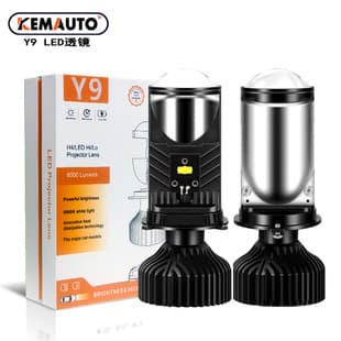 Y9 Lens Headlight H4 Hi/Lo Beam Motorcycle Headlight Direct Projection Laser Fish Eye LED Bulb T9 Car LED
