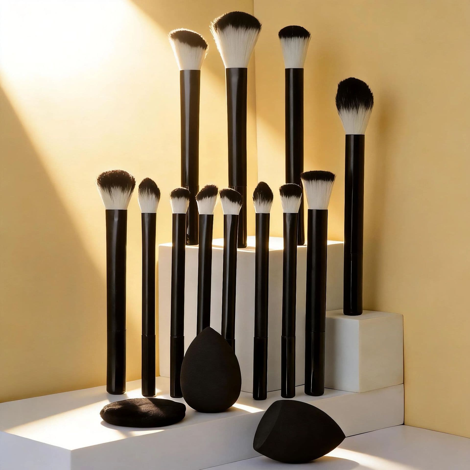 Black long tube 12 makeup brush set blush brush loose powder brush eyebrow brush eye shadow brush catching powder comfortable TK supply