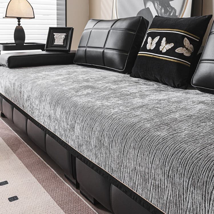 Luxury Leather Sofa Cushion Cover, Four-Season Universal 2025 New Style, Non-Slip Straight Row Seat Pad Cover Cloth
