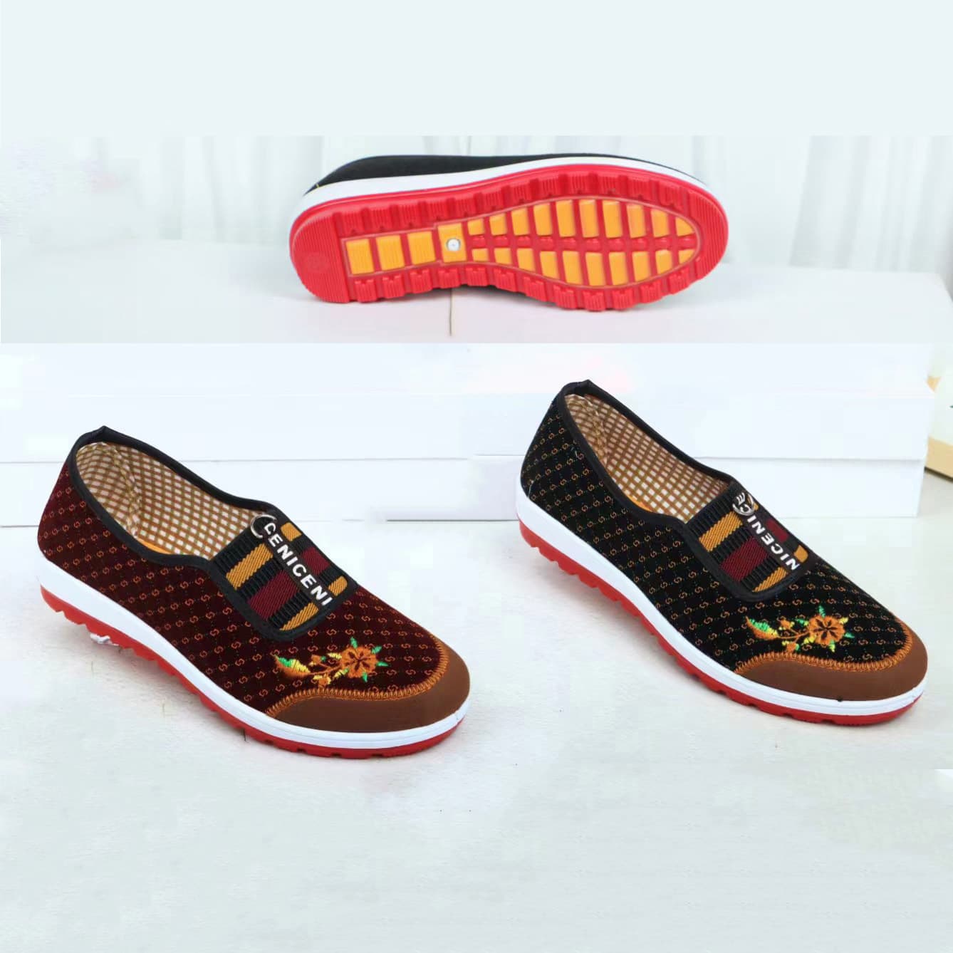 Women's Shoes Autumn New Old Beijing Cloth Shoes with Colorful Soles and Embroidery, Middle-Aged and Elderly Mother Shoes, Soft Sole Comfortable Elderly Shoes