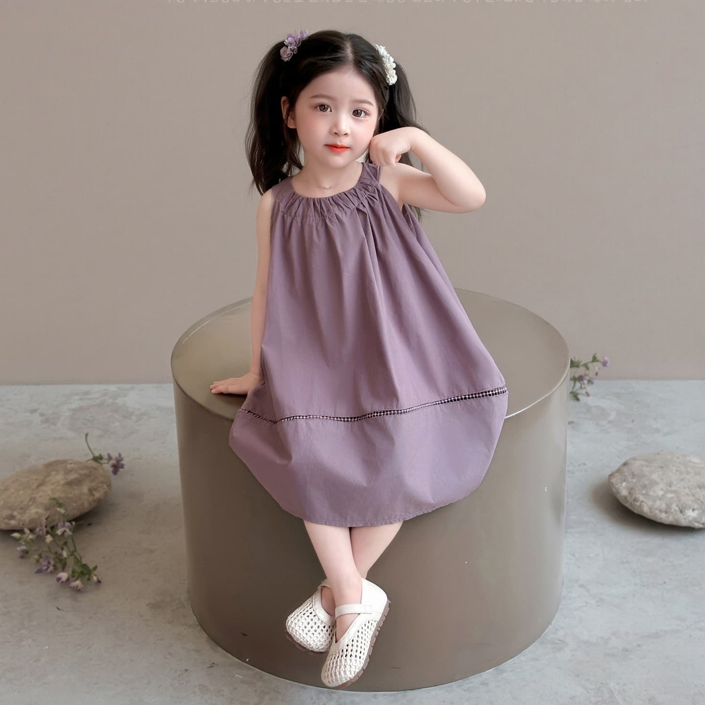 Girls cotton dress summer dress 2025 new style baby girl fashion skirt children's fashion summer thin trendy dress