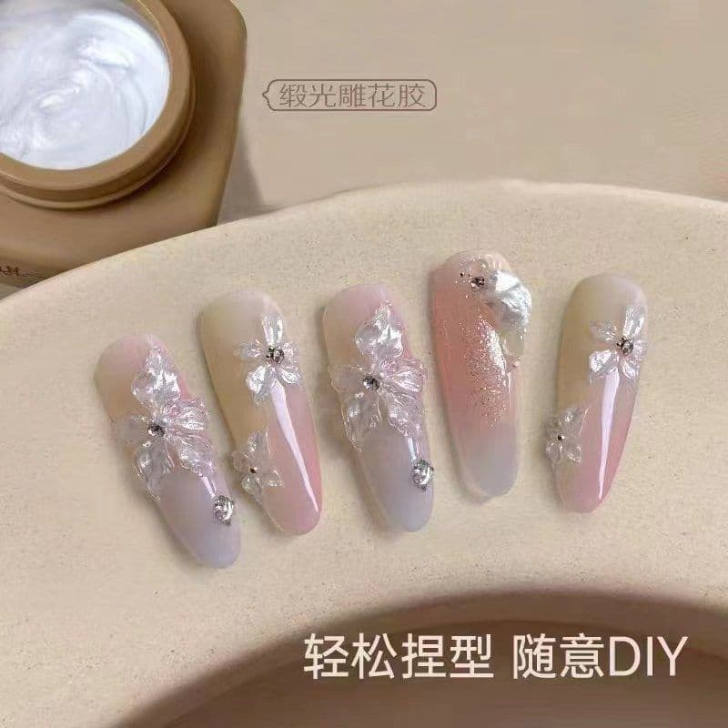 Satin Carving Gel 2024 New Collection Soft Gel Texture Ice Flower Style Non-Self-Leveling Pot Nail Gel