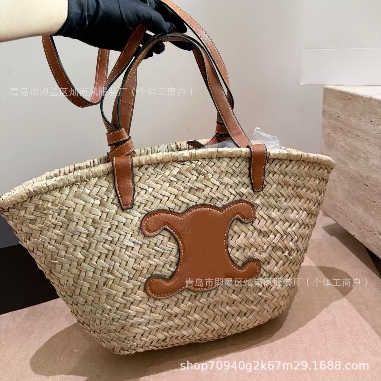 Cross-border Direct Supply Vacation Style Summer Beach Bag Retro Woven Straw Basket Bag Women's Tote Bag