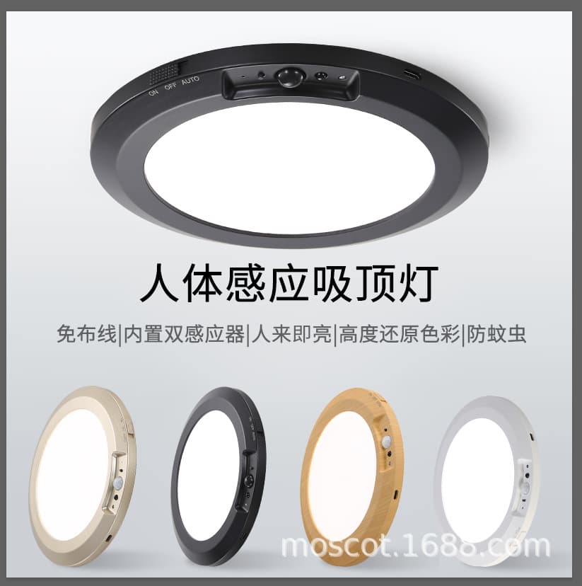 Cross-border Bestseller Wireless Charging Human Sensor Ceiling Light, Stairwell/Entryway Corridor Large/Small Night Light