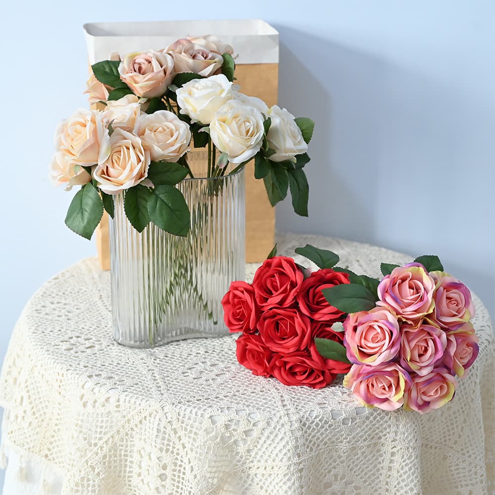 2025 Amazon new product 7-head rose bouquet home wedding bride holding housewarming decoration photo studio props
