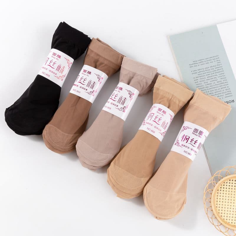 Facial mask steel wire socks, spring/summer hard-to-snag ladies short sheer socks, ultra-elastic, ultra-soft velvet socks wholesale.
