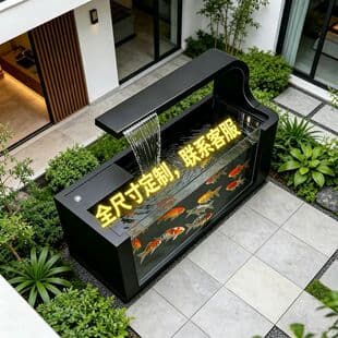 Custom Fish Tank Planter Box Outdoor Courtyard Flowing Water Fish Tank Garden Patio Landscaping Circulating Water Waterfall Fish Pond