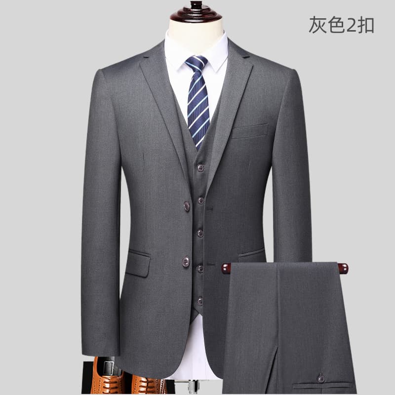 New Men's Suit Blazer Office Jacket Work Professional Attire Black Navy Gray Two-Button Formal Suit Pants