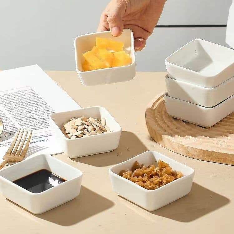 Minimalist Square Small Snack Dish, Sauce Dish, Dim Sum Plate, Hot Pot Condiment Dipping Dish, Household Small Plate