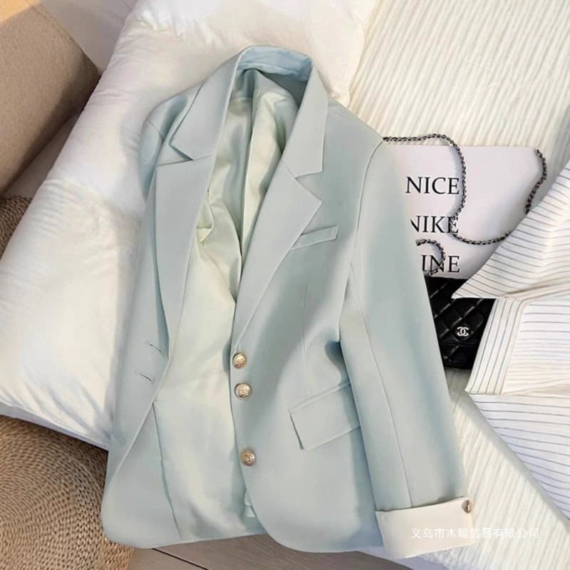 Mint Green Small Blazer for Women, 2025 Spring and Autumn New Design Loose Casual Elegant Suit Jacket