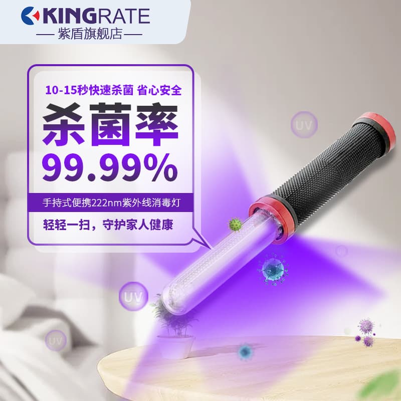 222nm UV Disinfection Lamp Handheld USB Portable Sterilizing Light Excimer Germicidal
