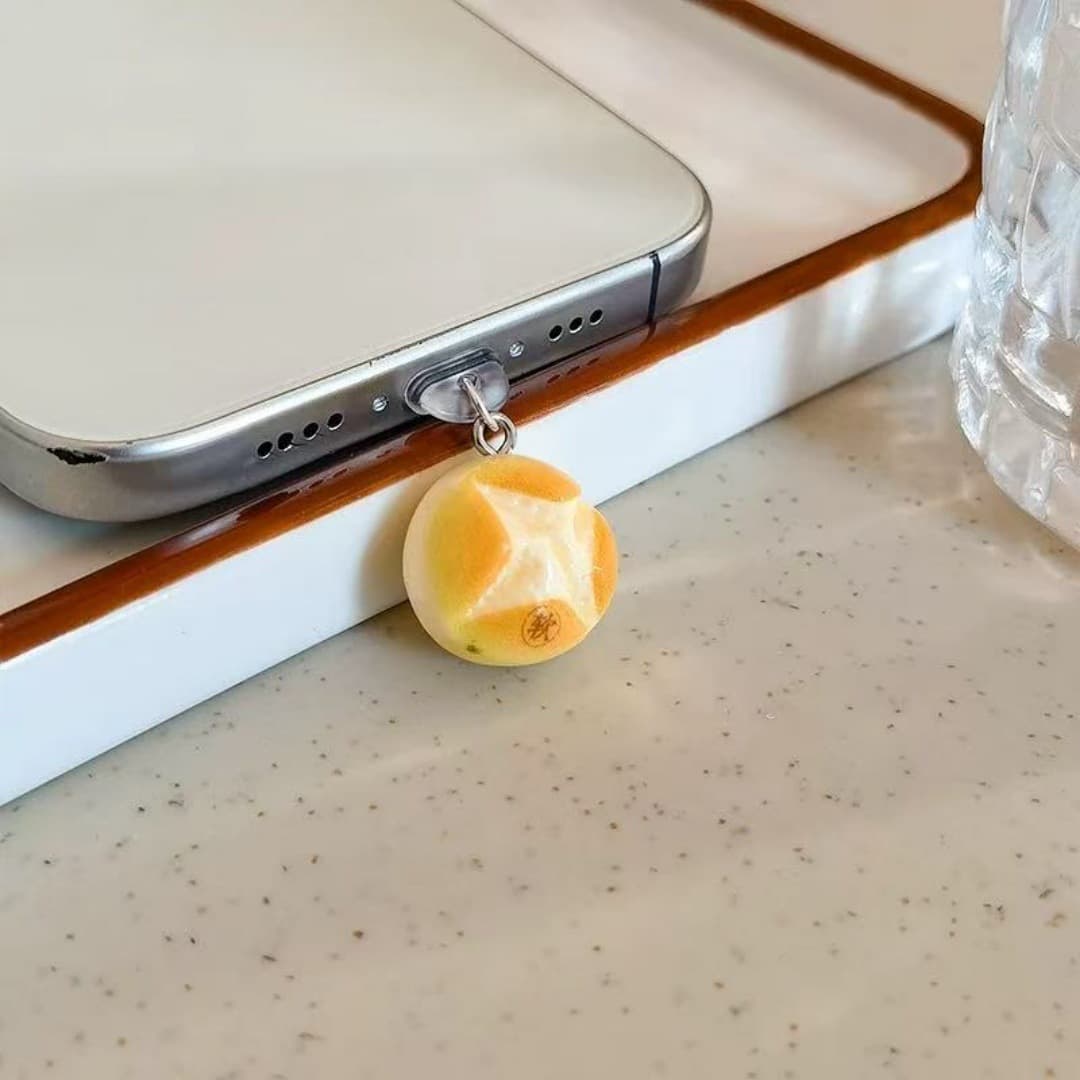 Afternoon Tea Simulated Cheese Phone Dust Plug Charging Port Stopper Pendant Type-C and ISO Interface Cross-Border Hot Seller