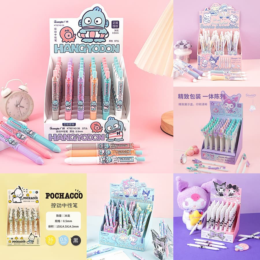 Guangbo Genuine Sanrio Kuromi Pacha Dog Clown Fish High-Looking Cartoon Black 0.5 Press Gel Pen