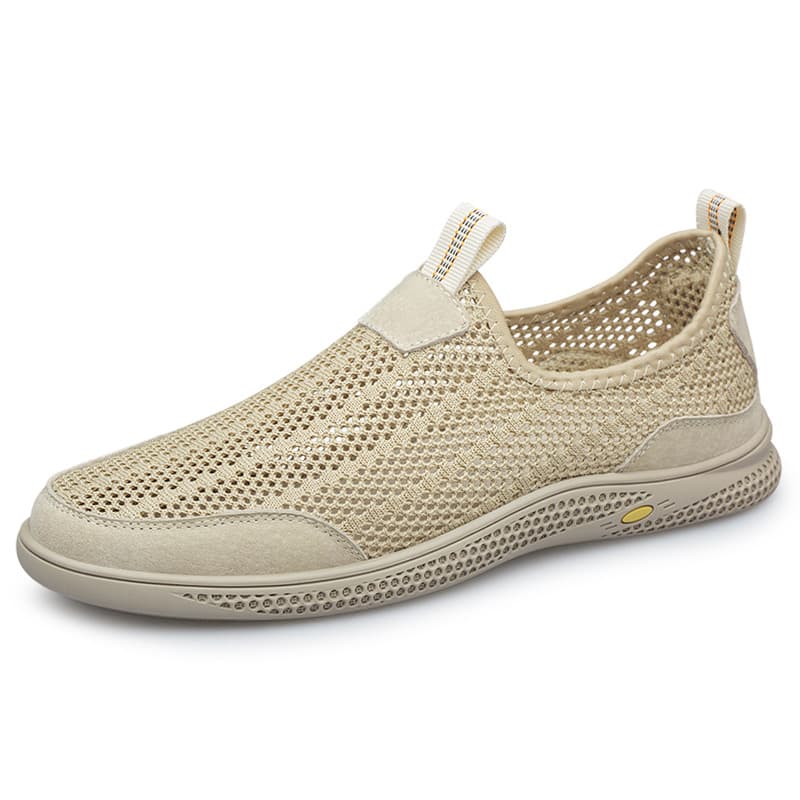 8627 Men's Flyknit Mesh Shoes Spring Summer Low-Top Slip-On Hollow Breathable Flat Casual Sneakers Trendy