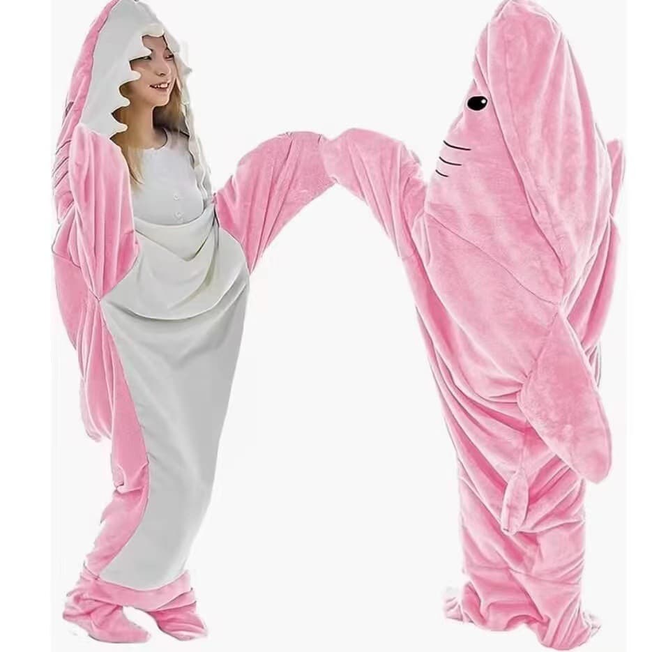 Flannel Shark Pajamas Cartoon Sleeping Bag Silly Shark Sleep Sack Onesie Shark Robe
