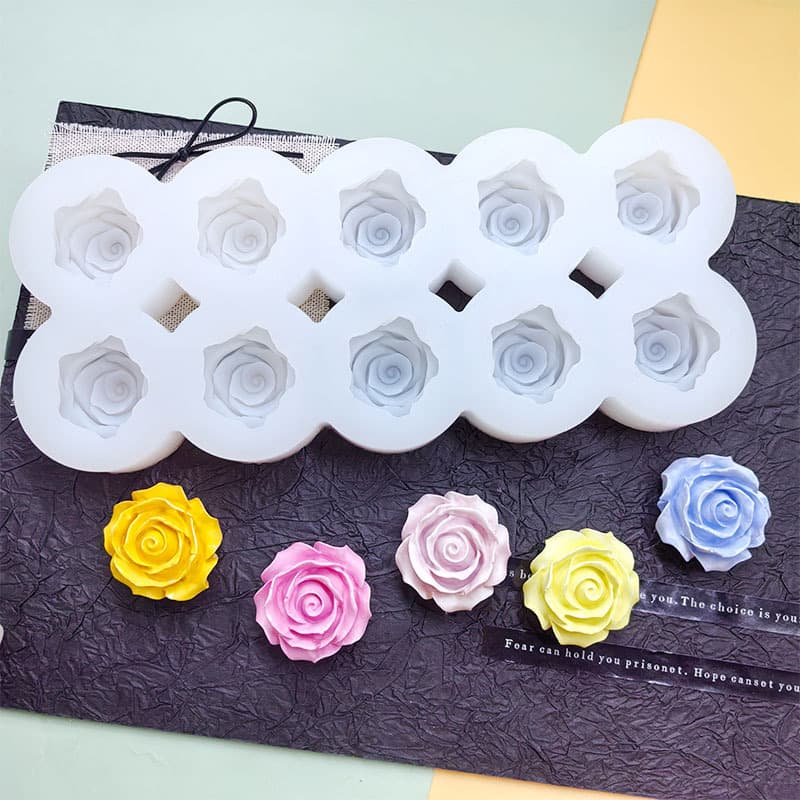 Simulated 10-Connection Rose Silicone Mold for Chocolate, Fondant Baking, Candle, Resin, Soap Making