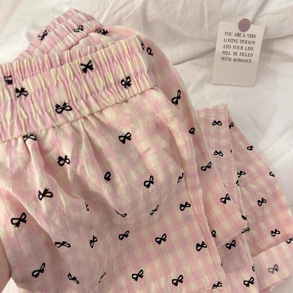 New Cartoon Cute Bowknot Long Pants Summer Sleep Pants Wearable Out Home Lounge Pants