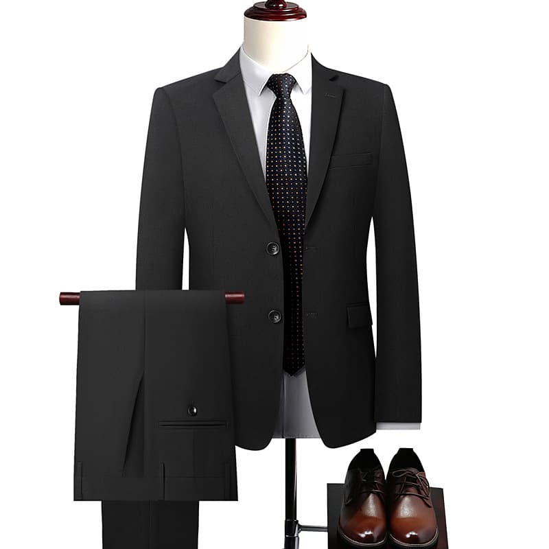 Slim Fit Business Suit Set for Men, Formal Wedding Groom Suit with Blazer and Trousers