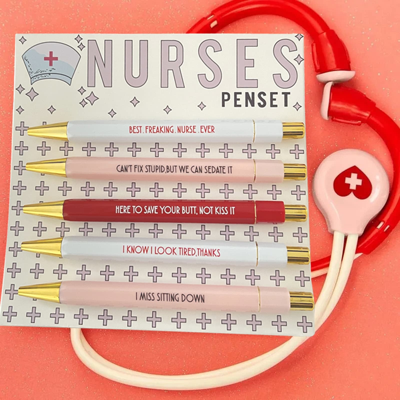 Funny Nurse Pens Set Themed Text Ballpoint Pens Clickable Design For Office Culture