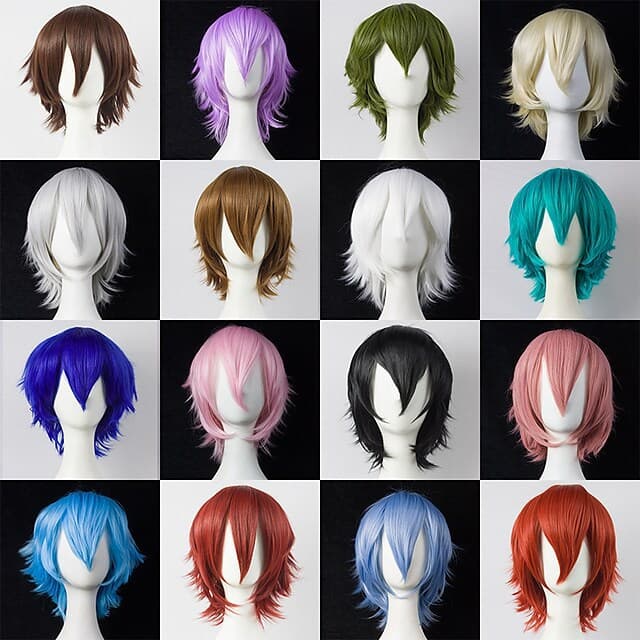 Anime Cosplay Cosplay Cross-Border Synthetic Fiber Short Hair Black Color Hair Flip Wig Women's Full Wig