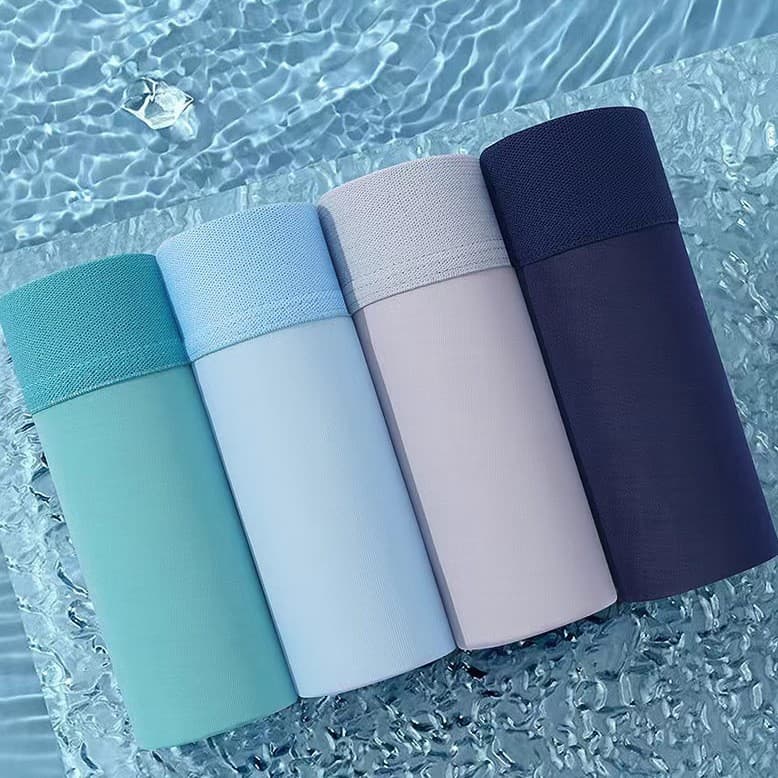 Cross-border trade men's boxer briefs ice silk solid color breathable plus size four-corner shorts wholesale drop shipping