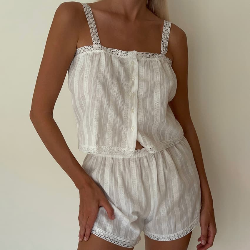 2026 Spring/Summer New Fashion Cotton Soft Comfortable Camisole and Shorts Pajama Set Cross-border Loungewear Wholesale
