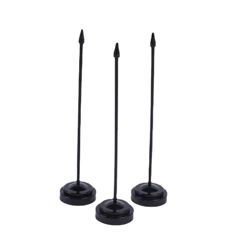 Solid Black Flagpole, Advertising Flagpole, Hand-Cranked Flagpole, 28cm Long, 0.6cm Diameter, Desk Flag for Business Negotiations