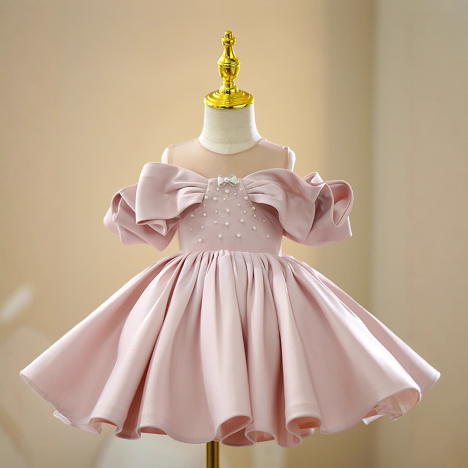 Flower Girl Dress for Girls, Toddler Princess Dress with One-Shoulder Puffy Skirt, Host Piano Performance Costume